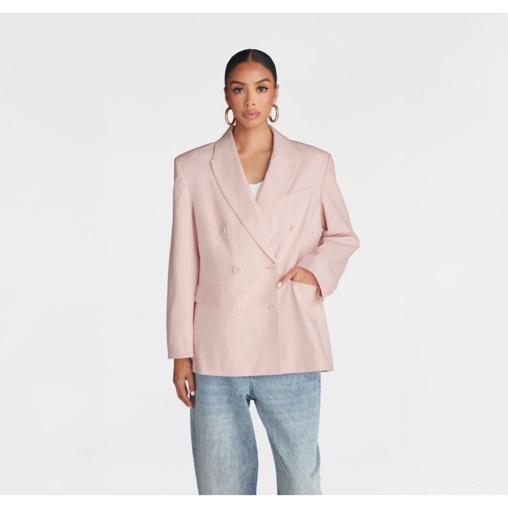 KBB by Kahlana Women Light Pink Double Breasted Blazer XL KBB0-001-5